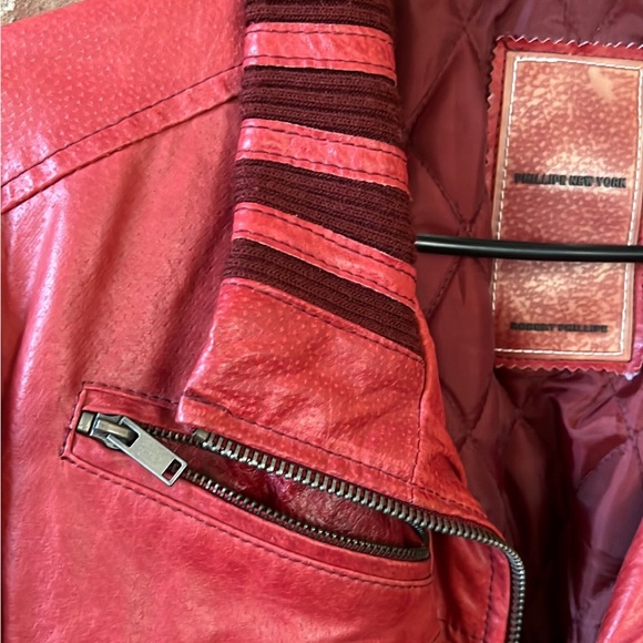 Vintage Red leather Jacket, Unisex - Picture 4 of 6